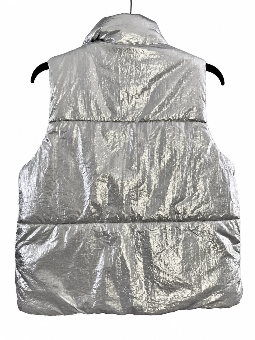 a new day Silver Metallic Fur Lined Zipper Puffer Vest - Picture 6 of 7